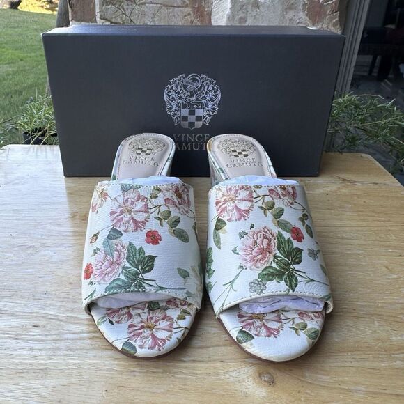 Vince Camuto Stephena Wedge Slide Sandals Size‎ 6M Floral Boho Romantic NWB - Picture 1 of 11